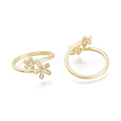 Латунные кольца из манжеты с прозрачным цирконием&nbsp;LS-RJEW-F103-06-G