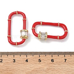 Овальный латунный микропаве прозрачный кубический цирконий фиксирующий карабин&nbsp;KK-H256-01G-03