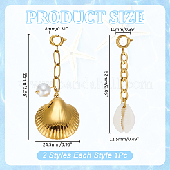 2 шт. 2 стильных подвесных украшений в форме ракушки из нержавеющей стали 304&nbsp;HJEW-GA0001-59