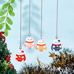 4 шт. 4 цвета ПВХ мультфильм счастливая кошка кукла подвески потолочный вентилятор тяга удлинители цепи&nbsp;AJEW-DC00003