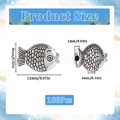 100 шт. бусины в виде рыбок из цинкового сплава в тибетском стиле&nbsp;TIBEB-SC0001-35