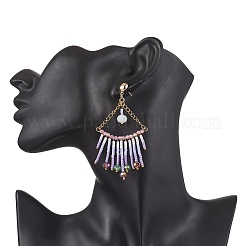 Треугольные стеклянные серьги-люстры&nbsp;EJEW-MZ00523-03