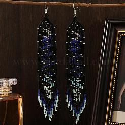 Богемные серьги-подвески ручной работы из стеклянного бисера.&nbsp;HG2250