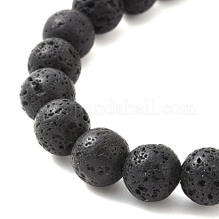 Круглый эластичный браслет из натуральной лавы и смешанных драгоценных камней с бусинами&nbsp;BJEW-JB09418