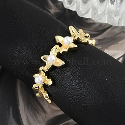 Цветочные латунные открытые манжеты для женщин&nbsp;LS-RJEW-R011-09G-01