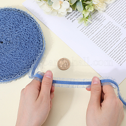 20 ярд полиэфирной бархатной эластичной кружевной отделки с отделкой из плиссированной органзы&nbsp;OCOR-WH0087-06A