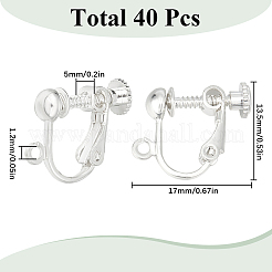 40 шт. латунный винтовой зажим для сережек-конвертер&nbsp;KK-SC0004-68S