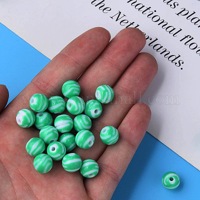 Непрозрачные полосатые акриловые бусины&nbsp;MACR-S373-27D-07-1