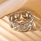 201 Stainless Steel Oval Link Chain Cuff Rings, Stainless Steel Color, Inner Diameter: 17mm