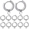 12Pcs 201 Stainless Steel Huggie Hoop Earring Findings, with Horizontal Loop and 316 Surgical Stainless Steel Pin, Stainless Steel Color, 18 Gauge, 18x15x2.5mm, Hole: 2.5mm, Pin: 1mm