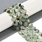 Natural Prehnite Beads Strands, Faceted Pentagonal Cut, Flat Round, with Seed Beads, 10~10.5x5~6mm, Hole: 1mm, about 32~33pcs/strand, 15.75''(40cm)