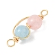 Подвески-соединители с круглыми звеньями из натурального розового кварца и окрашенного синего кварца&nbsp;PALLOY-JF04678-01-4