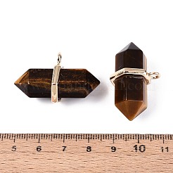 Двойные заостренные подвески с натуральным тигровым глазом&nbsp;G-N345-09I