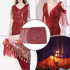 5 м блестящего полиэстерового кружева с кисточками&nbsp;OCOR-OC0001-38B