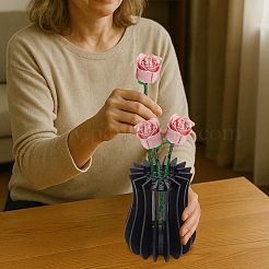 Деревянная головоломка ваза для цветов фигурки&nbsp;DIY-WH0740-14