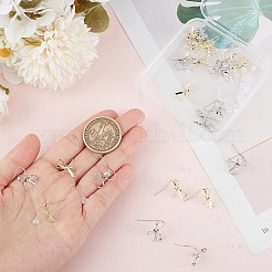 28 шт. двухцветный латунный крючок для сережек в форме банта&nbsp;DIY-SP0001-07