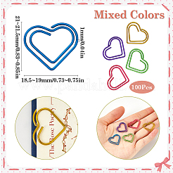 100 шт. 6-х цветные железные скрепки в форме сердца&nbsp;TOOL-WH20002-03B
