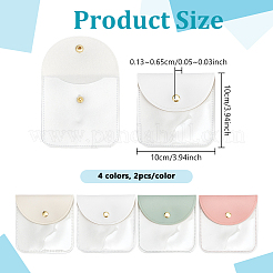 8 шт. 4 цвета pu кожаный конверт для ювелирных изделий подарочные пакеты с кнопкой и прозрачным окошком&nbsp;ABAG-PH0001-62A