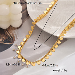 Милые латунные и натуральные жемчужины ожерелья в форме сердца с подвеской-капелькой для женщин&nbsp;OM5968-1