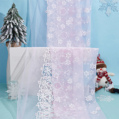 2м полиэстеровая сетчатая ткань со снежинками&nbsp;DIY-WH0622-388B