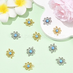 2 шт. 2-цветная латунь с синтетическими опаловыми цветочными звеньями/соединителями&nbsp;KK-YW0004-45