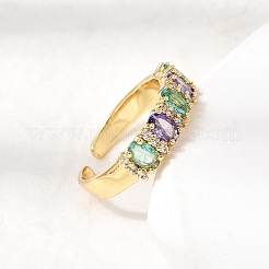 Манжеты из латуни с микро паве кубический цирконий для женщин&nbsp;LS-RJEW-K312-07G