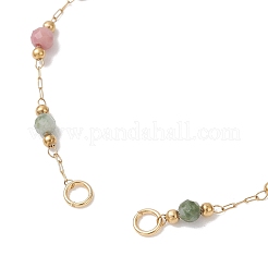 Браслет ручной работы из граненых круглых бусин из драгоценных камней диаметром 3 мм и цепочки из круглых звеньев из нержавеющей стали 316.&nbsp;AJEW-JB01553