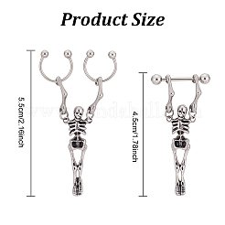 4 шт. 2 стильных серьги-кольца из нержавеющей стали в виде скелета и черепа для женщин&nbsp;EJEW-AN0002-52