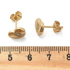 Серьги-гвоздики из латуни с микропаве из прозрачного кубического циркония&nbsp;EJEW-K299-01G