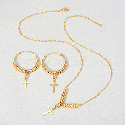Комплекты из латунных подвесок-крестов и серег-колец&nbsp;FS-WGF4D6C-01