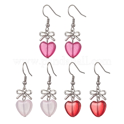 Сердце из стекла серьги болтающийся&nbsp;EJEW-JE06775