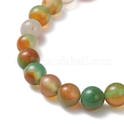 Круглые эластичные браслеты из натурального павлиньего агата&nbsp;BJEW-JB12650