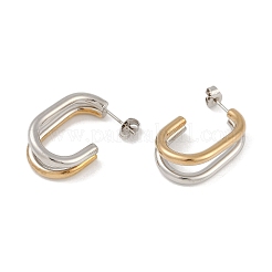 Овальные серьги-гвоздики из нержавеющей стали 201 с вакуумным покрытием PVD&nbsp;LS-EJEW-I309-48GP