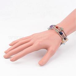 Четыре петли природных драгоценных камней из бисера браслеты обруча BJEW-JB02332-02