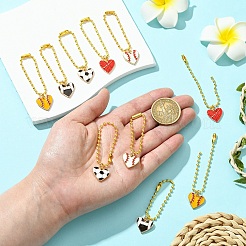 10 шт. 5 стиля сердце со спортивным мячом сплав эмалированный кулон украшение&nbsp;HJEW-YW00076