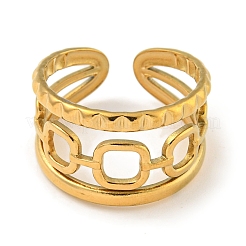 Ионное покрытие (ip) 304 нержавеющая сталь квадратная цепочка открытое манжетное кольцо для женщин&nbsp;RJEW-A043-28G