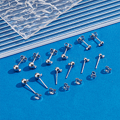 24 шт. 3 стиля сережек-гвоздиков с круглыми шариками из стерлингового серебра&nbsp;FIND-ME0002-56