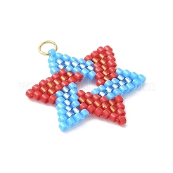 Подвески ручной работы из стеклянного бисера в форме звезды Давида&nbsp;PALLOY-MZ00618