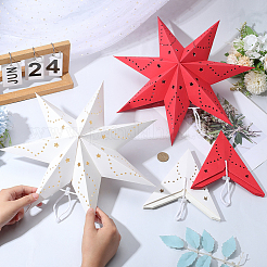 4 шт. 2-цветные бумажные фонарики-звезды&nbsp;AJEW-GF0012-48
