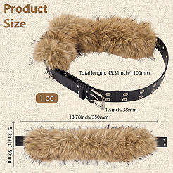 Пояс из искусственной кожи с кроличьей шерстью&nbsp;AJEW-WH20019-57A