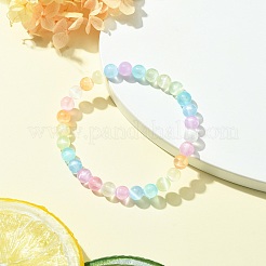 Эластичный браслет из окрашенного натурального селенита с круглыми бусинами&nbsp;BJEW-JB09581