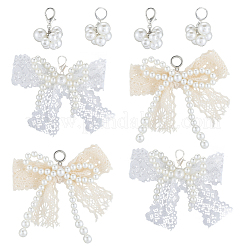 8 шт. 4 стиля подвесные украшения из искусственного жемчуга и полиэстера из АБС-пластика&nbsp;HJEW-GF0001-53