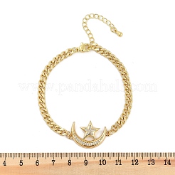 Браслеты с подвесками из латуни с прозрачным кубическим цирконием&nbsp;BJEW-M050-01G-01