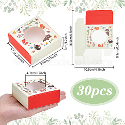 Картонная бумага с принтом животных упаковочные коробки для мыла ручной работы с круглым видимым окном&nbsp;CON-WH0086-178A