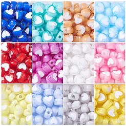 420шт 12 цвета прозрачные акриловые бусины&nbsp;TACR-CJ0001-64