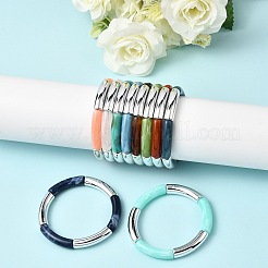 Эластичные браслеты из бусин из смолы с покрытием для женщин&nbsp;BJEW-P374-01P