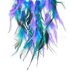 Железная тканая паутина/сетка с подвесками из перьев&nbsp;LS-AJEW-P097-06