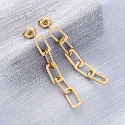 Серьги-гвоздики из нержавеющей стали 304 с подвесками для женщин&nbsp;EJEW-Q781-30G