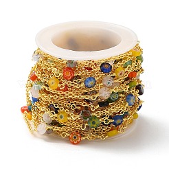 Цепочки ручной работы миллефиори из стекла лэмпворк из бисера&nbsp;CHC-M024-16G