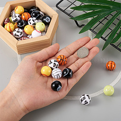 54 шт. 9 стиля непрозрачные акриловые бусины на спортивную тематику&nbsp;RESI-BT0001-28